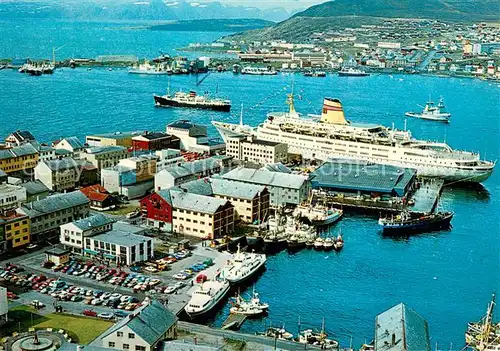 AK / Ansichtskarte Hammerfest Hafenpartie Fliegeraufnahme Hammerfest