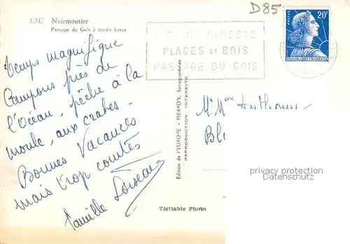 AK / Ansichtskarte Noirmoutier en l_Ile Passage du Gois a maree basse Noirmoutier en l_Ile