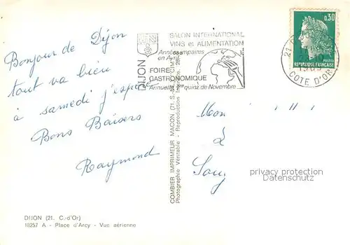 AK / Ansichtskarte Dijon_21 Place d Arcy vue aerienne 