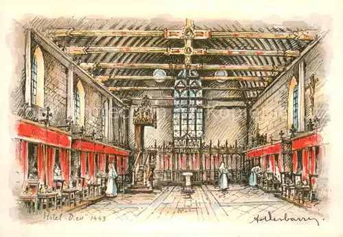 AK / Ansichtskarte Beaune_21 Grande Salle de l Hotel Dieu Peinture Kuenstlerkarte 