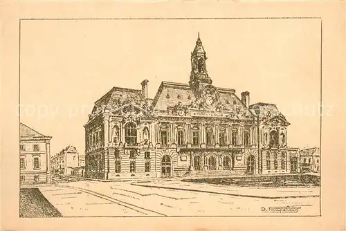 AK / Ansichtskarte Tours_Indre et Loire Hotel de Ville Dessin a la plume de Georges Paupelain Tours Indre et Loire