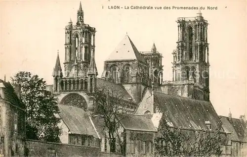AK / Ansichtskarte Laon_Aisne La cathedrale vue des Promenades du Nord Laon_Aisne