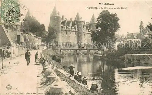 AK / Ansichtskarte Josselin Le chateau vu du canal Josselin