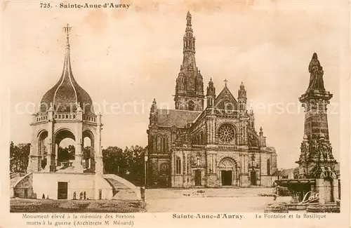 AK / Ansichtskarte Sainte Anne d_Auray La fontaine et la basilique Sainte Anne d Auray