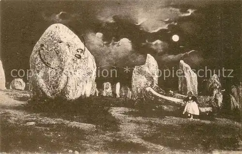 AK / Ansichtskarte Carnac_Morbihan Les Alignements de Kermario au clair de lune Carnac Morbihan