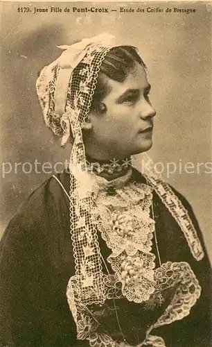 AK / Ansichtskarte Pont Croix Jeune fille Etude des Coiffes de Bretagne Pont Croix