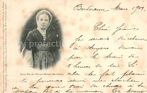 AK / Ansichtskarte Ile aux Moines Jeune fille Costumes Ile aux Moines