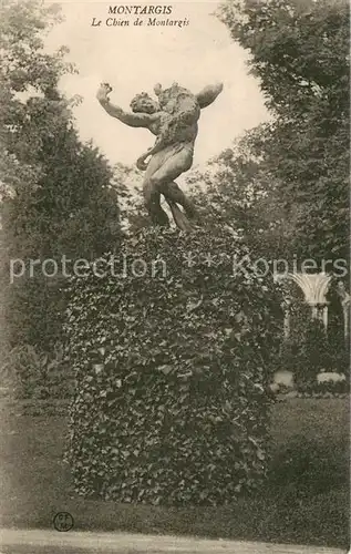 AK / Ansichtskarte Montargis_Loiret Le Chien de Montargis Statue Correspondance Militaire Montargis Loiret