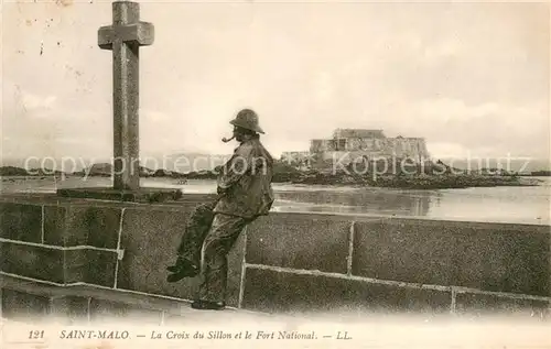 AK / Ansichtskarte Saint Malo_35 La Croix du Sillon et le Fort National 