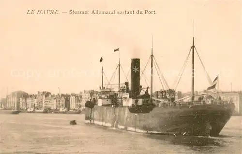 AK / Ansichtskarte Le_Havre Steamer Allemand sortant du port Le_Havre