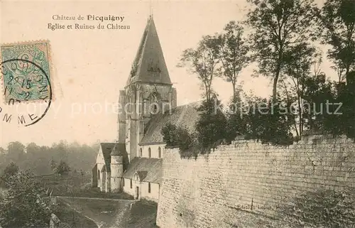 AK / Ansichtskarte Picquigny Eglise et ruines du chateau Picquigny