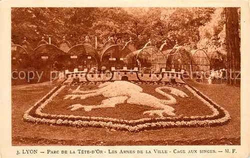 AK / Ansichtskarte Lyon_France Parc dela Tete d Or les armes de la ville cage aux singes Lyon France