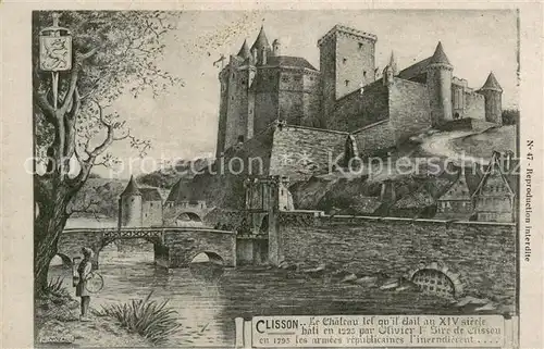 AK / Ansichtskarte Clisson Chateau XIV siecle Dessin Kuenstlerkarte Clisson