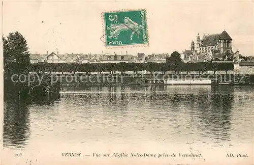 AK / Ansichtskarte Vernon_Eure Vue sur l Eglise Notre Dame prise de Vernonnet Vernon Eure