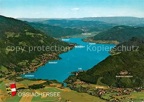 AK / Ansichtskarte Ossiach_Ossiachersee Fliegeraufnahme mit Burgruine Landskron Ossiach Ossiachersee