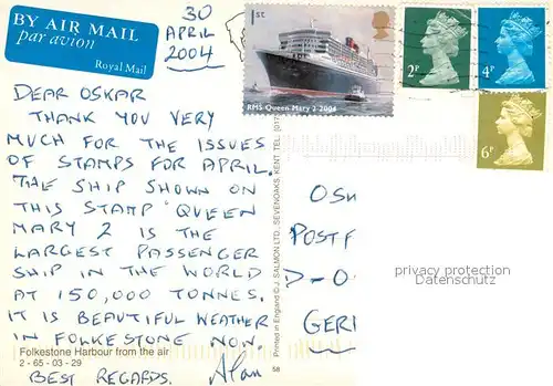 AK / Ansichtskarte Folkestone Harbour Air view Folkestone