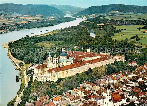 AK / Ansichtskarte Melk_Donau Fliegeraufnahme mit Benediktinerstift Melk_Donau