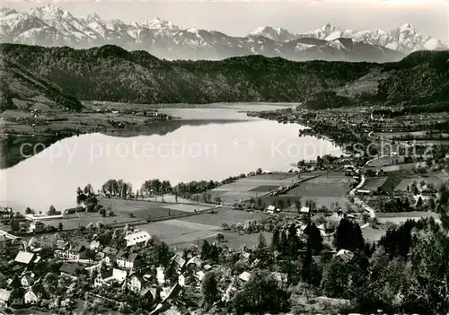 AK / Ansichtskarte Ossiach_Ossiachersee mit Julische Alpen mit Steindorf und Bodensdorf Ossiach Ossiachersee