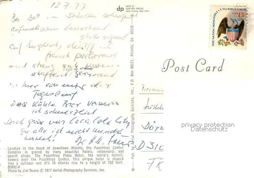 AK / Ansichtskarte Atlanta_Georgia Peachtree Center Complex Aerial View 