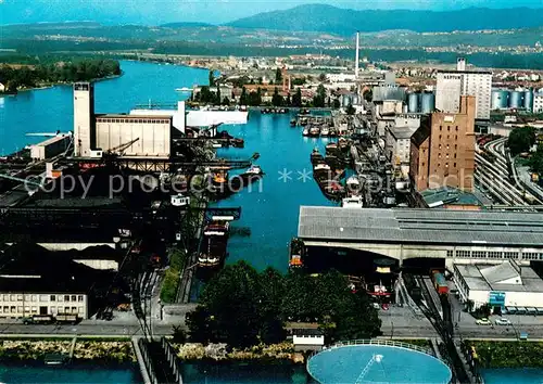AK / Ansichtskarte Basel_BS Hafen Fliegeraufnahme Basel_BS