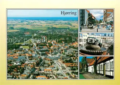 AK / Ansichtskarte Hjorring Fliegeraufnahme Fussgaengerzone Brunnen Siedlung Hjorring