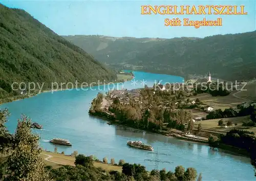 AK / Ansichtskarte Engelhartszell_Donau_Oberoesterreich Fliegeraufnahme mit Trappistenkloster Engelszell Engelhartszell_Donau