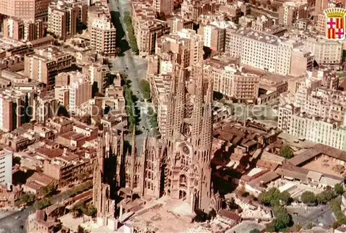 AK / Ansichtskarte Barcelona_Cataluna Tempio Expiatorio de la Sagrada Familia vista aerea Barcelona Cataluna