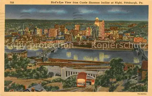 AK / Ansichtskarte Pittsburgh View from Castle Shannon Incline at Night Pittsburgh