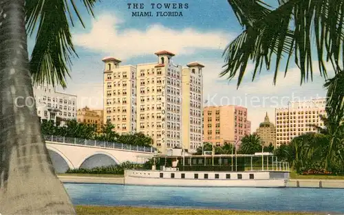 AK / Ansichtskarte Miami_Florida The Towers Hotel and Miami River 