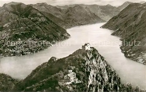 AK / Ansichtskarte Lugano_Lago_di_Lugano Monte San Salvatore Luganersee Alpen Fliegeraufnahme Lugano_Lago_di_Lugano