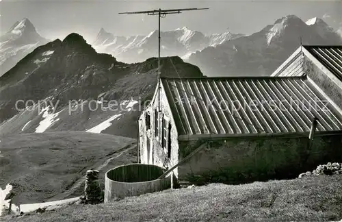 AK / Ansichtskarte Faulhorn Hotel Faulhorn mit Schreckhorn Finsteraarhorn Fiescherhoerner Eiger Moench Faulhorn