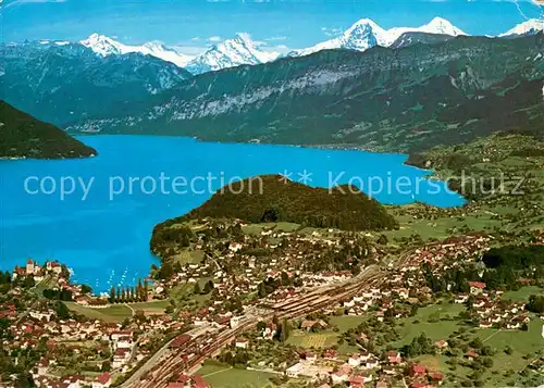 AK / Ansichtskarte Spiez_Thunersee_BE Fliegeraufnahme Spiez_Thunersee_BE