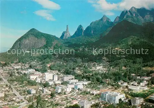 AK / Ansichtskarte Teresopolis A cidade mais alta do estado do Rio de Janeiro vista aerea com Dedo de Deus ao fundo Teresopolis