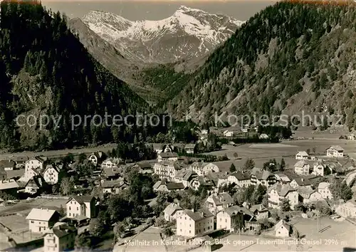 AK / Ansichtskarte Mallnitz_Kaernten Blick gegen Tauerntal mit Geisel Alpen Fliegeraufnahme Mallnitz Kaernten