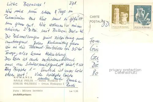 AK / Ansichtskarte Baile_Felix Hotel Nufarul Baile_Felix