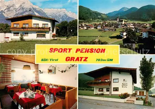 AK / Ansichtskarte Soell_Tirol Sport Pension Gratz Gaststube Panorama Soell_Tirol