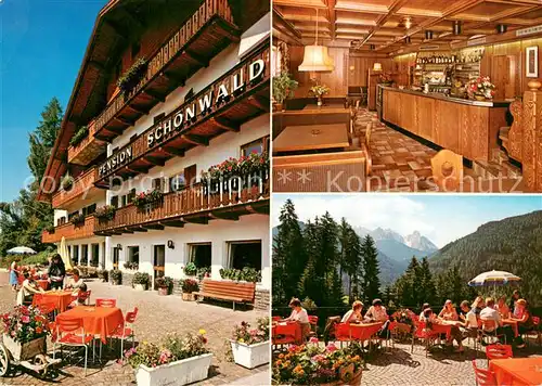AK / Ansichtskarte Welschnofen_Suedtirol Pension Schoenwald Gaststube Terrasse Welschnofen Suedtirol