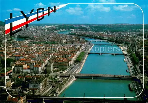 AK / Ansichtskarte Lyon_France Le Rhone et ses ponts vue aerienne Lyon France