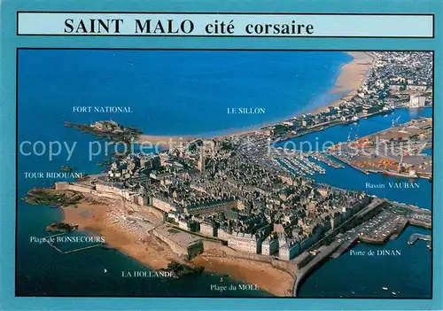 AK / Ansichtskarte Saint Malo_35 Vue aerienne de la ville intra muros et de la baie 