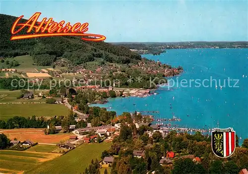 AK / Ansichtskarte Attersee Badeort Sommerfrische am Attersee Fliegeraufnahme Attersee