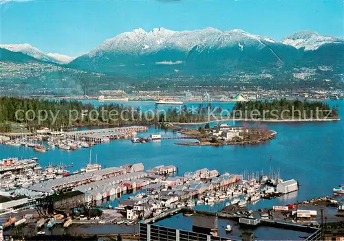 AK / Ansichtskarte Vancouver_British_Columbia Coal Harbour part of Stanley Park Burrard Inlet North Shorefine and mountains aerial view Vancouver_British
