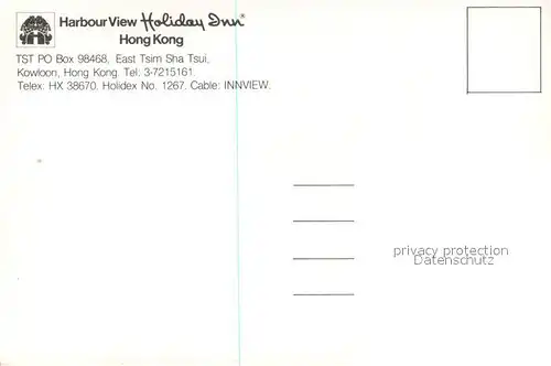 AK / Ansichtskarte Hong_Kong Holiday Inn The Belvedere Guest Room Sun Court Pool Harbour View Hong_Kong