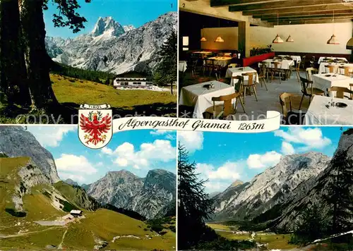 AK / Ansichtskarte Gramaialm Alpengasthof Gramai Speisesaal Lamsenspitze Rappenspitze Drist K Gramaialm