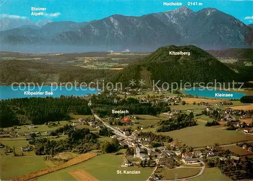 AK / Ansichtskarte St_Kanzian_Klopeiner_See Fliegeraufnahme mit Seelach Kitzelberg und Kleinsee St_Kanzian_Klopeiner_See