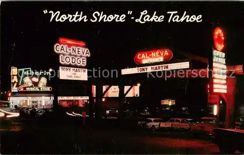 AK / Ansichtskarte Lake_Tahoe_Nevada Night view of two of Lake Tahoes North Shore Casinos 