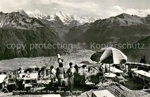 AK / Ansichtskarte Interlaken_BE Hotel Restaurant Harderkulm mit Eiger Moench und Jungfrau Interlaken_BE
