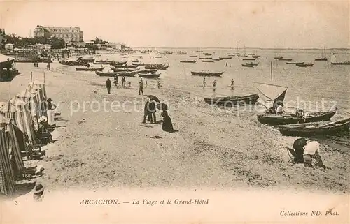 AK / Ansichtskarte Arcachon_33 La Plage et Grand Hotel 