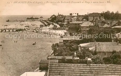 AK / Ansichtskarte Arcachon_33 Perspective du Boulevard Promenade et Plage a maree basse 