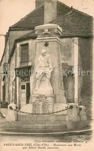 AK / Ansichtskarte Precy sous Thil Monument aux Morts par Albert David statuaire Precy sous Thil