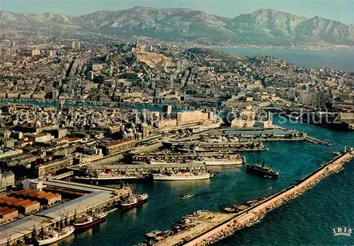 AK / Ansichtskarte Marseille_Bouches du Rhone Bassin de la Joliette Notre Dame de la Garde et la Corniche vue aerienne Marseille